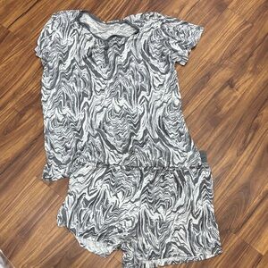 Little Sleepies 2 Piece Short Sleeve V Neck and Shorts PJ set, Grey Marble, LG